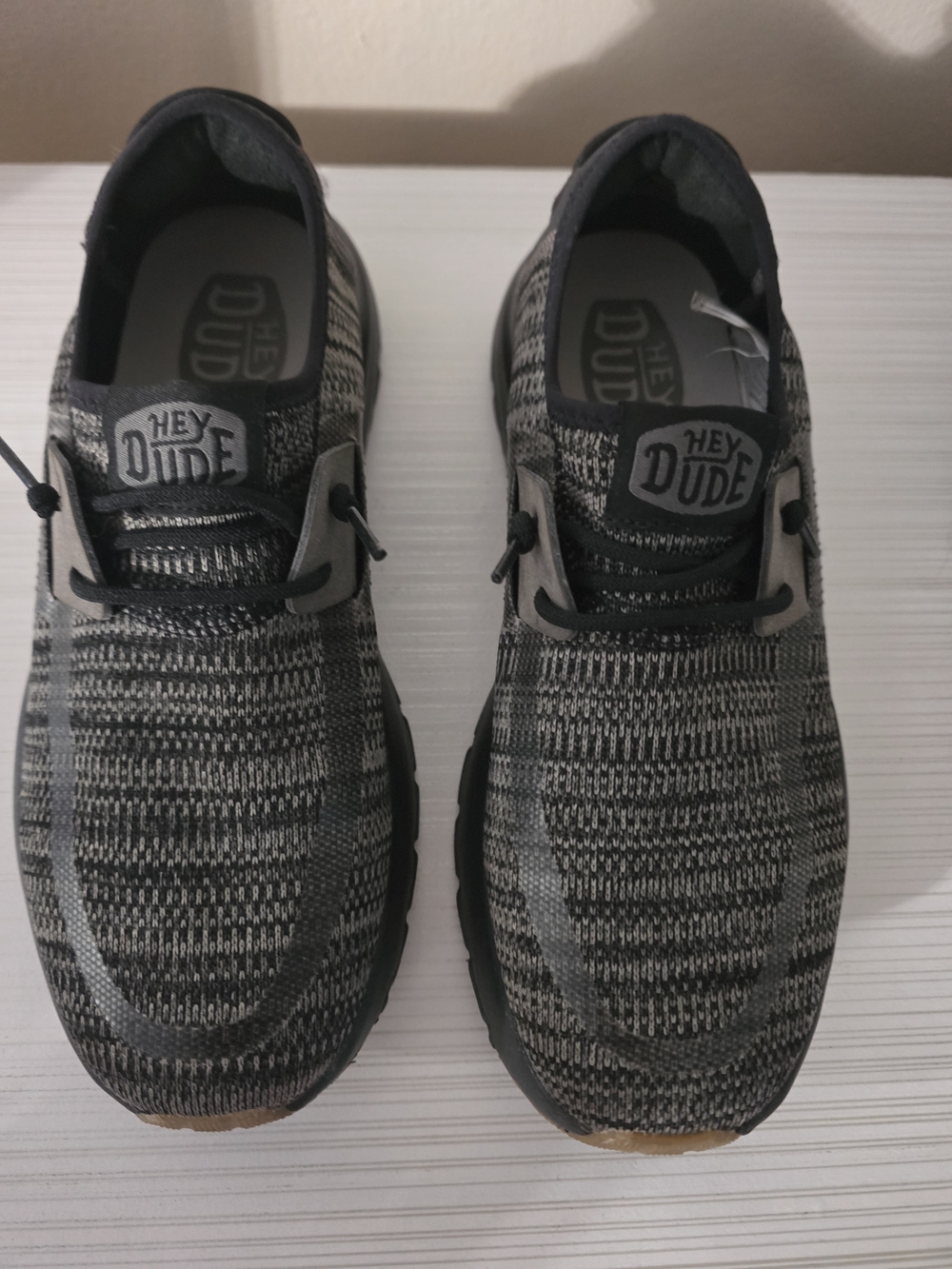 Hey Dude Men's Knit Slip-On Sneakers in Gray and Black